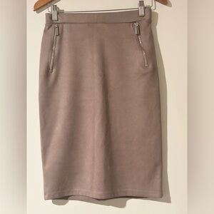 Elegant Taupe Pencil Skirt suede